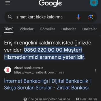 Ziraat Bankası Kart Bloke İçin Müşteri Temsilcisine Bağlanıyorum