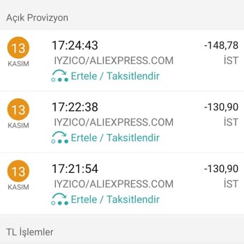 Aliexpress Hiçbir Karşılığı Olmayan Tanımsız Tahsilat
