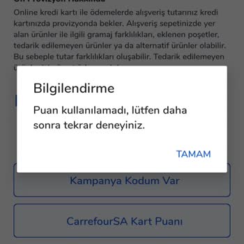 Carrefour SA Kart Puanımı Kullanamıyorum