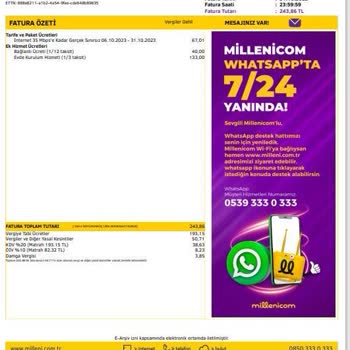 Millenicom Etik Olmayan&belirtilmeyen Ekstra Ücret Yansıtılması