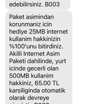 Vodafone 65 Tl Paket Aşımını Düzelt