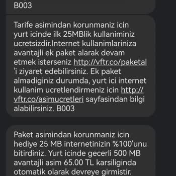 Vodafone Net Haksız Fatura Aşım Ücretine İtirazım Var