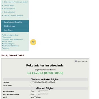 UPS Türkiye Kargo Paketi Teslim