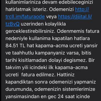 Turkcell Faturalı Hat Açma Kapama Ücreti