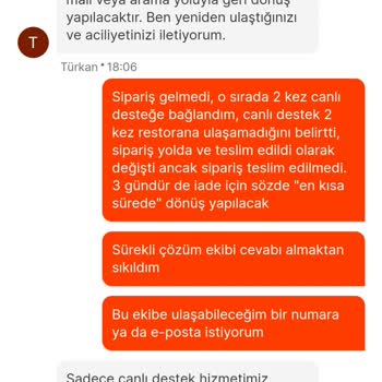 Migros Yemek Teslim Edilmeyen Yemeğin İadesi Yapılmıyor