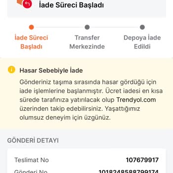 Trendyol Express Kargomun Hasarlı Gelmesi