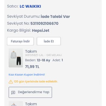 LCW Eksik Ürün Gönderip Yardımcı Olmadılar