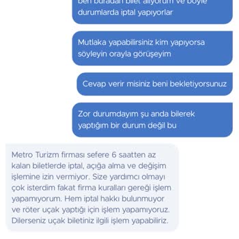 Obilet Metro Turizm Bilet İptalini Gerçekleştiremiyor