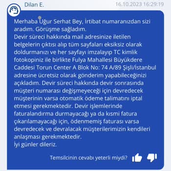 TurkNet Müşteri Hizmetleri Devir İşlemimi Gerçekleştirmiyor.