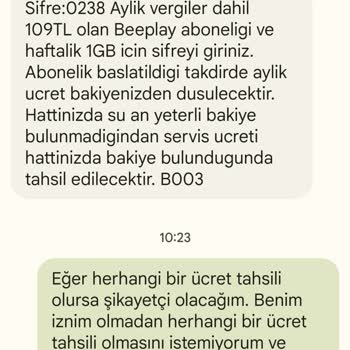 Vodafone 1240 Tan Gelen Bilgim DIŞI! ABONELİK Mesajı