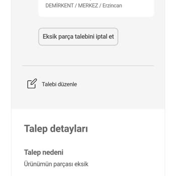 Çankaya Hırdavat Eksik Ürün Gönderdiler