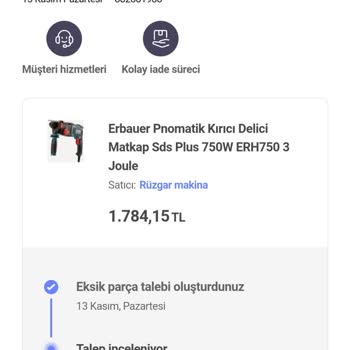 Çankaya Hırdavat Eksik Ürün Gönderdiler