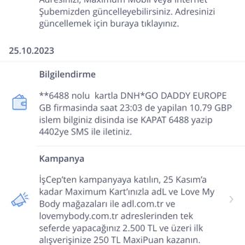 Godaddy İş Bankası Kredi Kartımdan Onayım Dışında İşlem Gerçekleştirildi