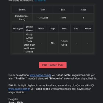 Passo Dedublüman Bilet İade