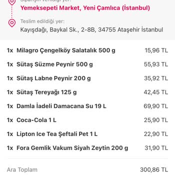 Yemeksepeti Market Siparişim Eksik Gönderildi