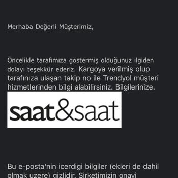 Saat & Saat İptal Edilemeyen Ürün