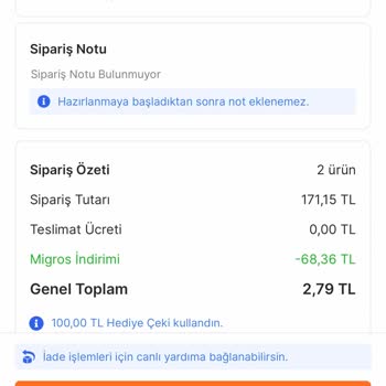 Migros Sanal Market Siparişleri İptal Etti!