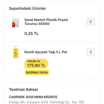 Migros Siparişimi İptal Etti