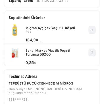 Migros Sanal Marketin Kafasına Göre Sipariş İptali