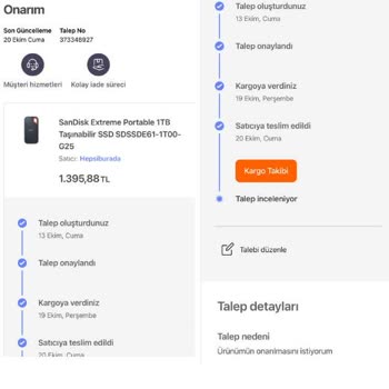 Hepsiburada'dan Sandisk Extreme Portable 1 TB Taşınabilir SSD Alma