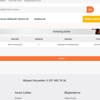 Arya Gross Ürünü Göndermiyor Ve Ücret İadesi Yapmıyor