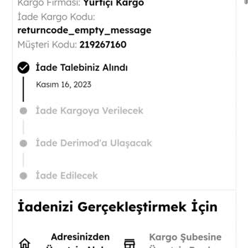 Derimod Online İade Kodu Hatası