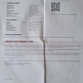 Media Markt Telefonumuzun Garanti Kapsamında Tamirinin Yapılmaması