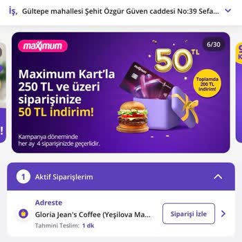 GetirYemek Getirden Verdiğim Siparişin İptali Sağlanıp Geri Ödeme Yapılmadı.