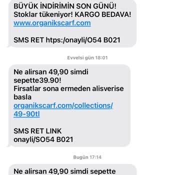 Organic Scarfs İstenmeyen SMS Kâbusu!