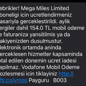 Mega Miles Vodafone Haksız Fatura Kesmesi.