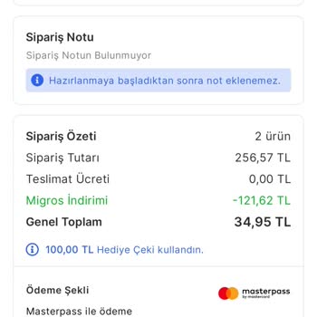 Migros İsteğim Dışında Siparişi İptal Etti