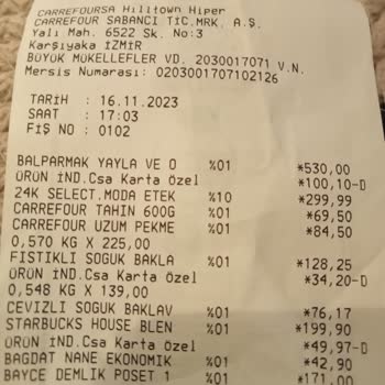 Carrefour SA Karşıyaka Hilltown Farklı Etiket, Ürün Farklı