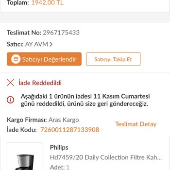 Trendyol Elektronik İade Reddi
