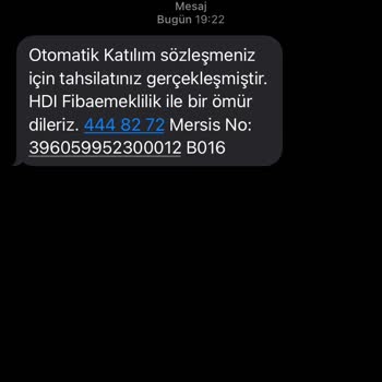 HDI Fibaemeklilik İzinsiz Mesaj Geldi