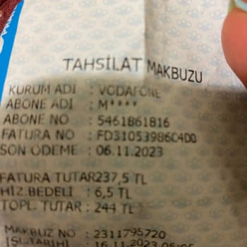 Vodafone 37 TL 237 Olarak Ödetildi