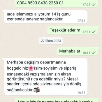 BedrinXXL Elbise Geri İadesi Yapıldı Ücretini Yollamıyorlar