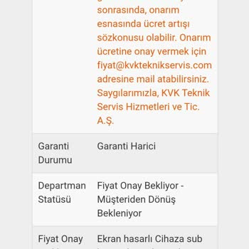 KVK Teknik Servis Gereksiz İşlem Ücreti!