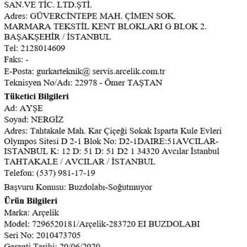 Arçelik 283720 El Buzdolabı