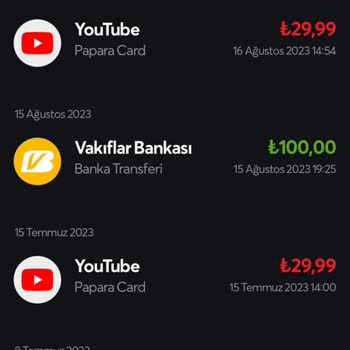 Papara Hesabımdan Youtube.com Üyeliğim İçin Ayda 2 Defa Ücret Aldı