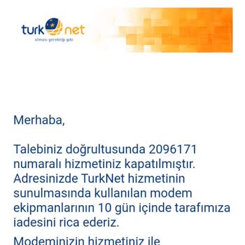 TurkNet Kapattığım İnternet Aboneliğe 1 Sene Olacak Borç Çıkarıyorlar