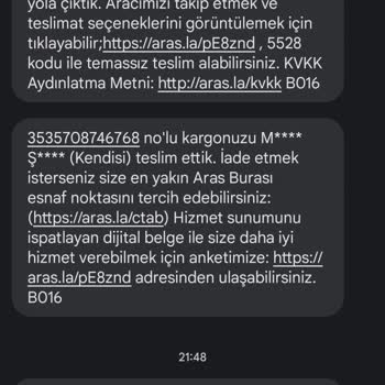 Aras Kargo Teslim Edilmeyen Kargo