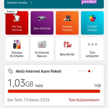 Vodafone İnternetim Bitmeden İnternet Aşım Paketi Yüklüyor