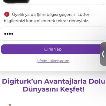 Digiturk Online İşlemlere Girememe