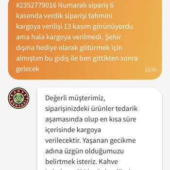 Kahve Dünyası İsteğim Dışında Siparişimi İptal Etti.