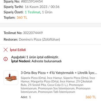 Trendyol Yemek Sipariş İptali H