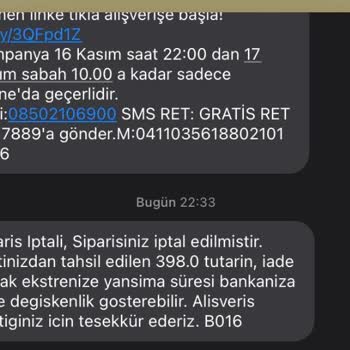 Gratis Sebepsiz Sipariş İptali