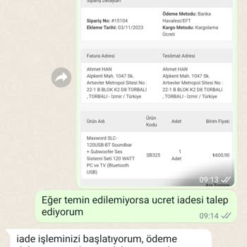 Arya Gross Mağduriyeti, Ürün Gönderilmemesi, Ücret İade Edilmemesi