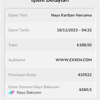Exxen Kartımdan Para Çekip Üyelik Başlatmış
