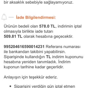 Trendyol Habersiz Ürün İptali. Dalga Geçer Gibi İndirim Kuponu.