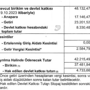 Türkiye Hayat Emeklilik Ayrılış Belgelerindeki Tutarsızlık